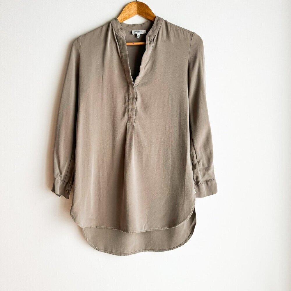 Babaton Grey Silk Long Sleve Tunic Lenght Top XXS